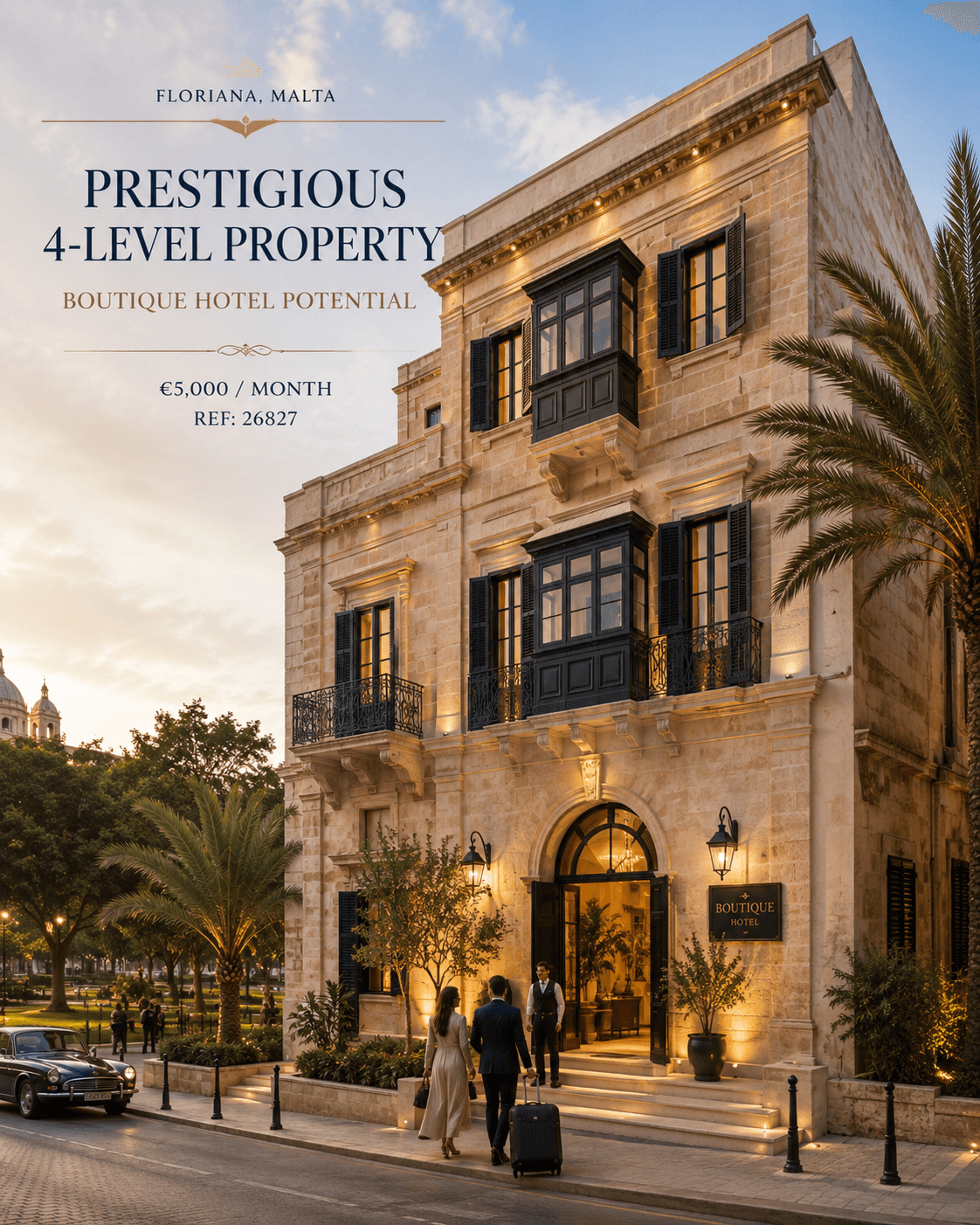 Prestigious 4-Level Commercial Property with Boutique Hotel Potential in Floriana